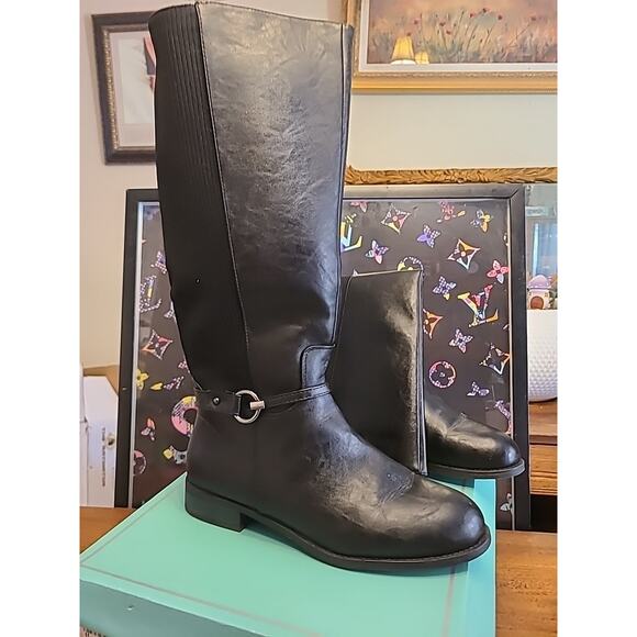 Marbella Knee High Tosha Plus Black Boots Side Zipper Size 11M - Picture 1 of 12